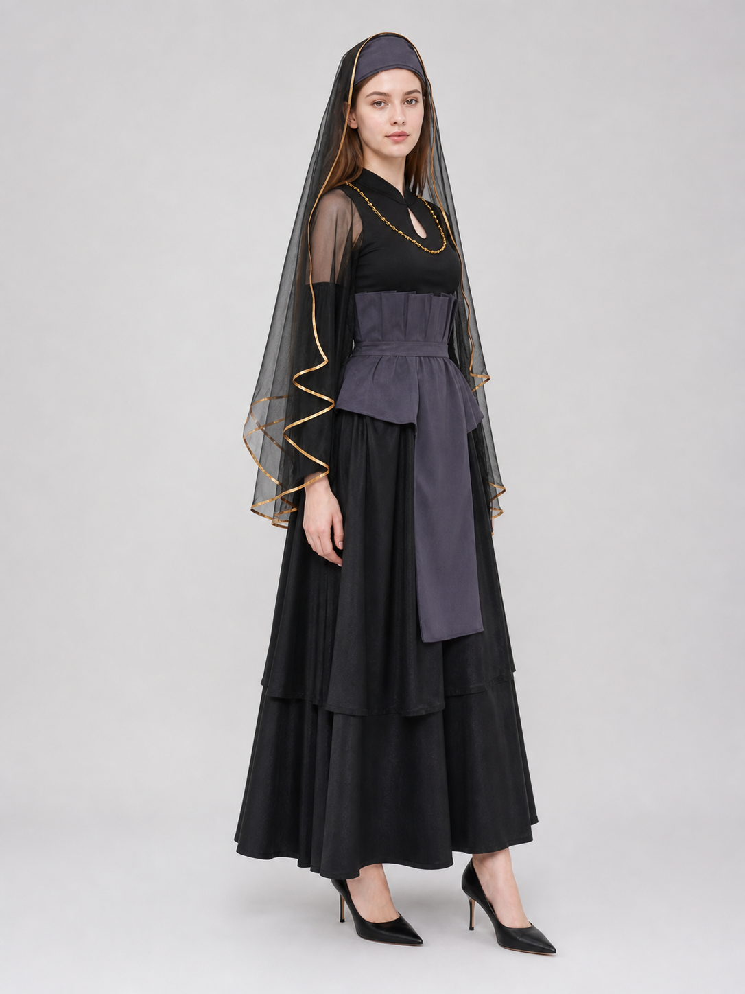 Hinata Cosplay Set with Veil and Layered Skirt