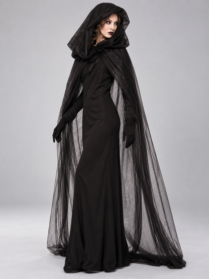 Carnival Witch Costume with Dress, Cape, and Gloves