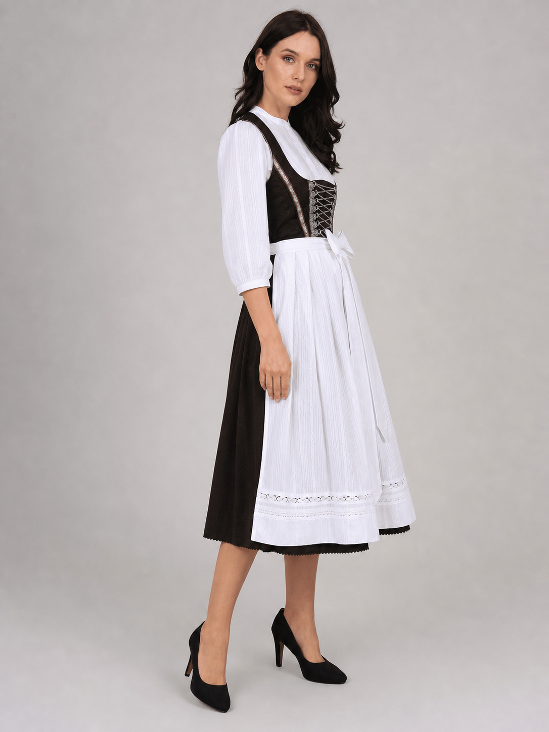 Historical Character Costume with Apron and Lace