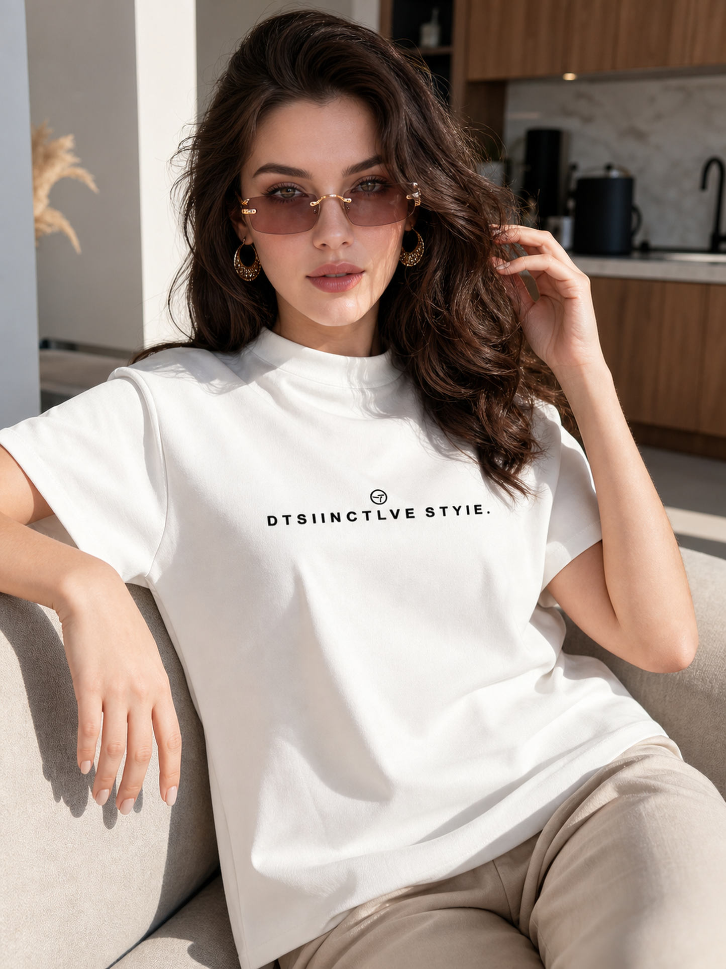 Women's summer printed T-shirt, loose fit