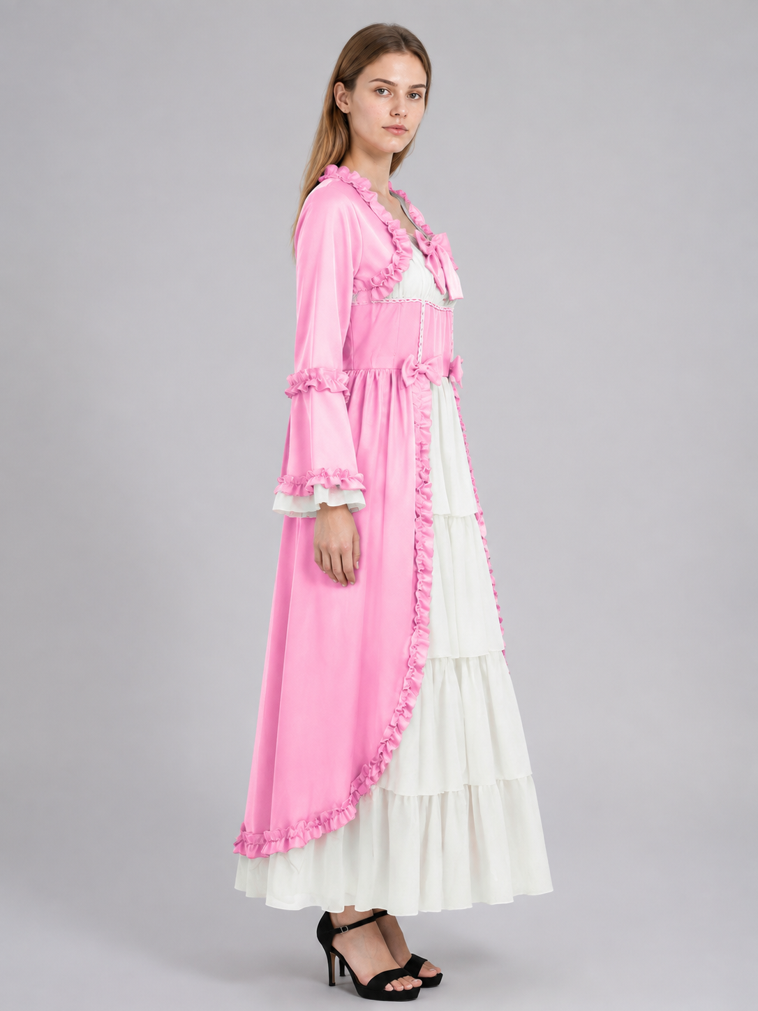 Medieval Dress with Bow and Tiered Skirt side view