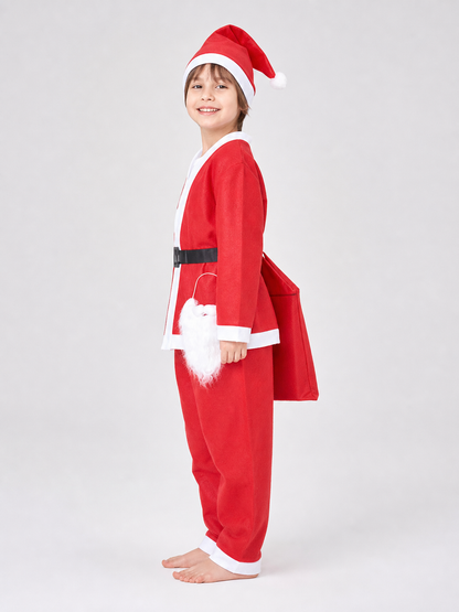 Santa Claus Costume with Hat, Beard, Belt, and Sack