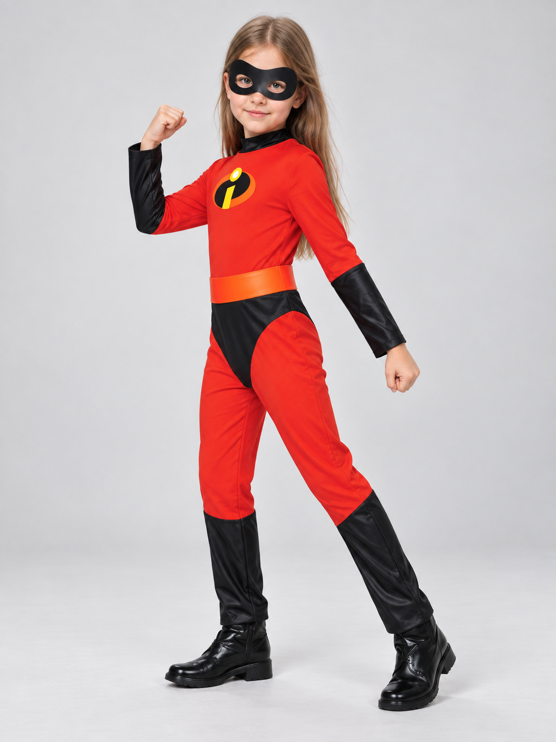 Kids' Superhero Costume Red with Mask and Belt