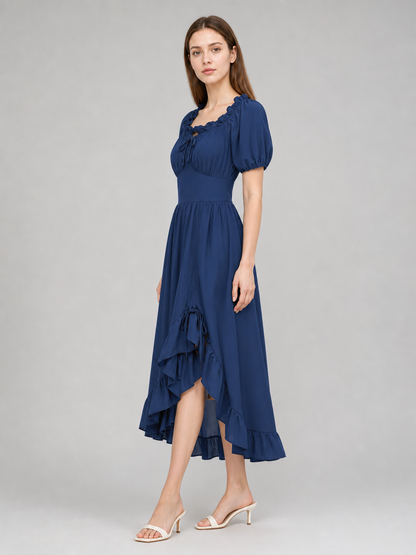 Vintage-style ruffled maxi dress