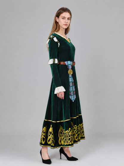 Costume Dress with Gold-Tone Trim and Belt side view