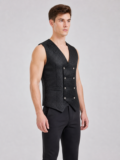 Black sleeveless patterned cosplay vest