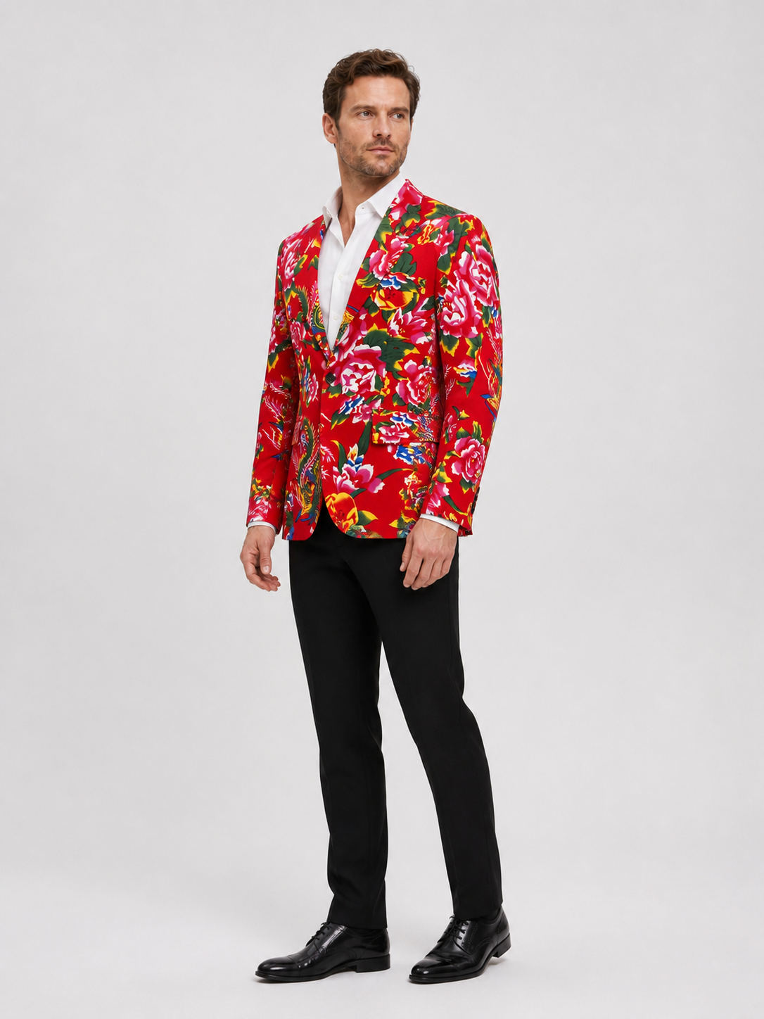 Red Stage Blazer with Floral Print side view