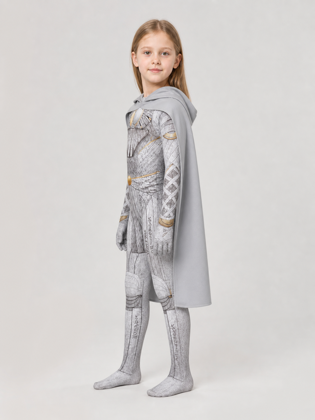 Superhero Jumpsuit Costume with Hood and Cape