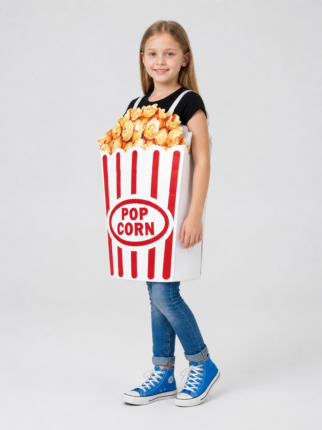 Red-and-White Striped Popcorn Carnival Costume side view