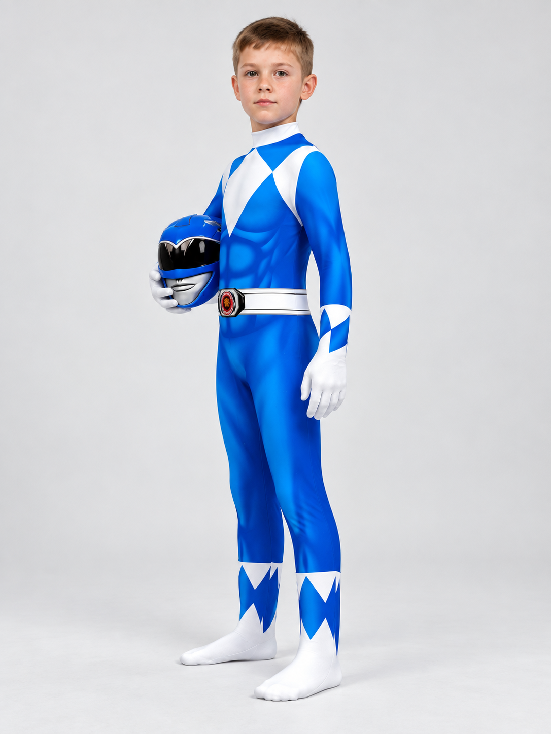 Blue Cosplay Costume Jumpsuit with White Inserts