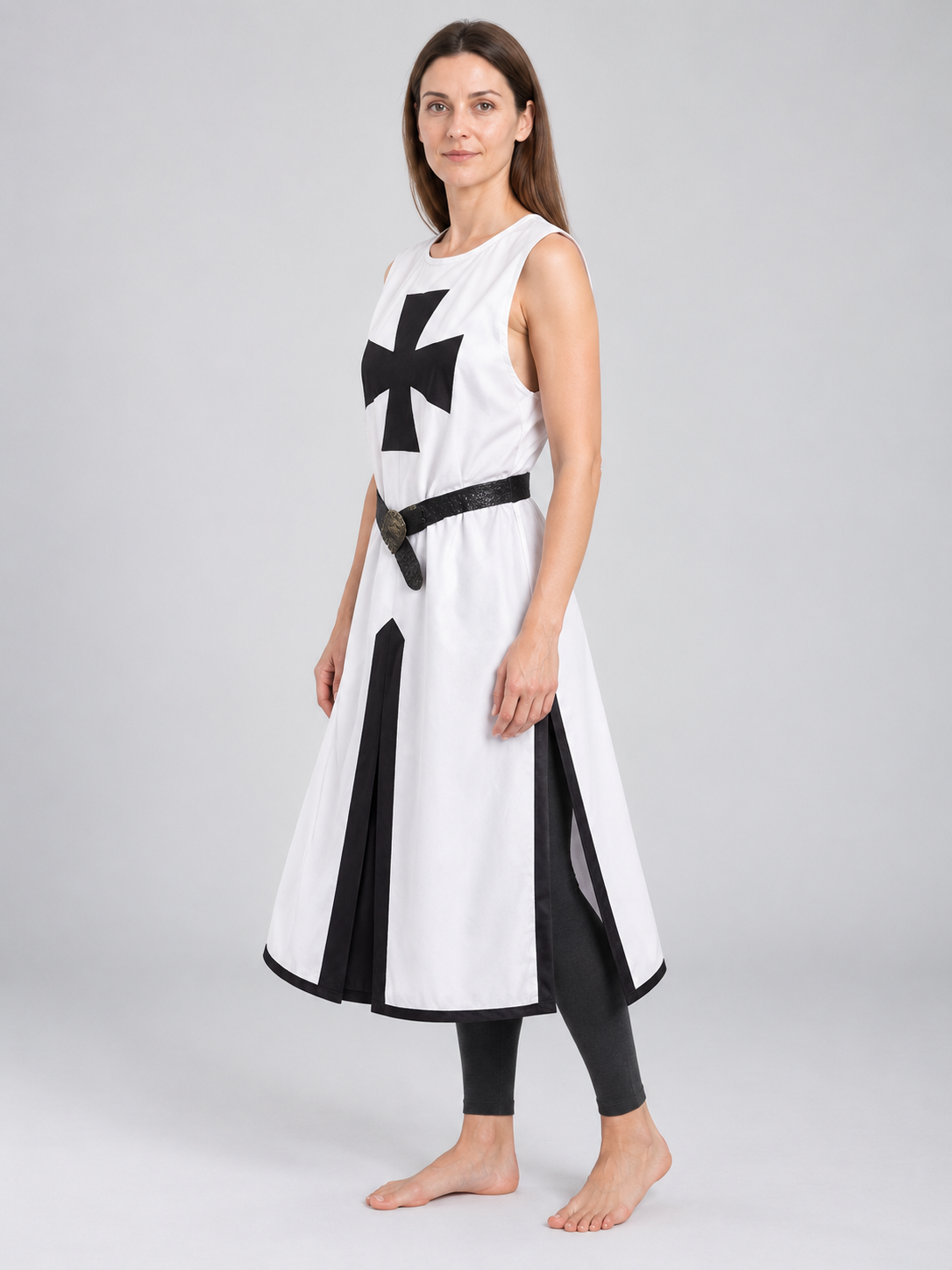Medieval Knight Costume: White Tunic with Black Cross