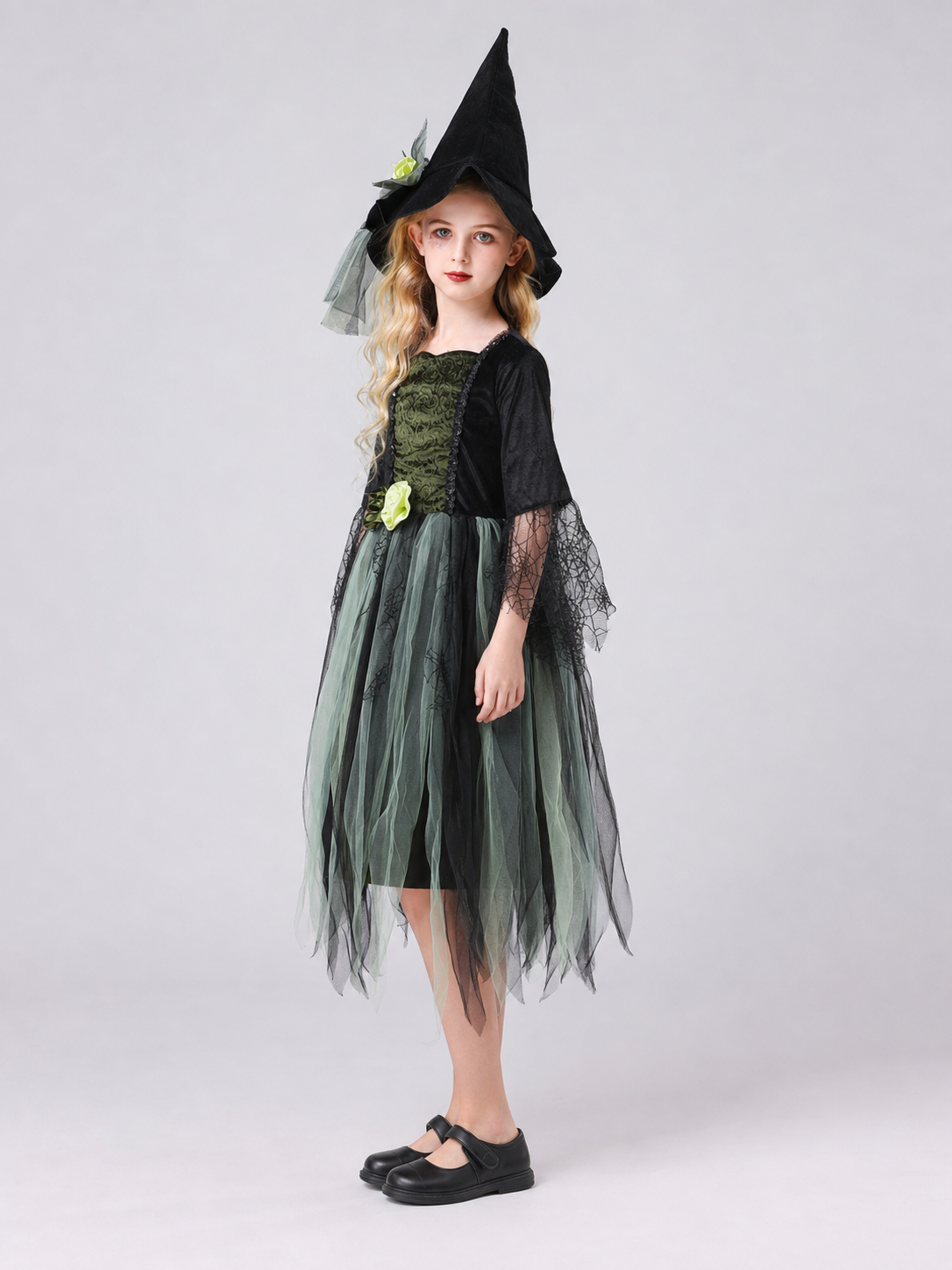 Halloween Witch Costume with Hat and Dress