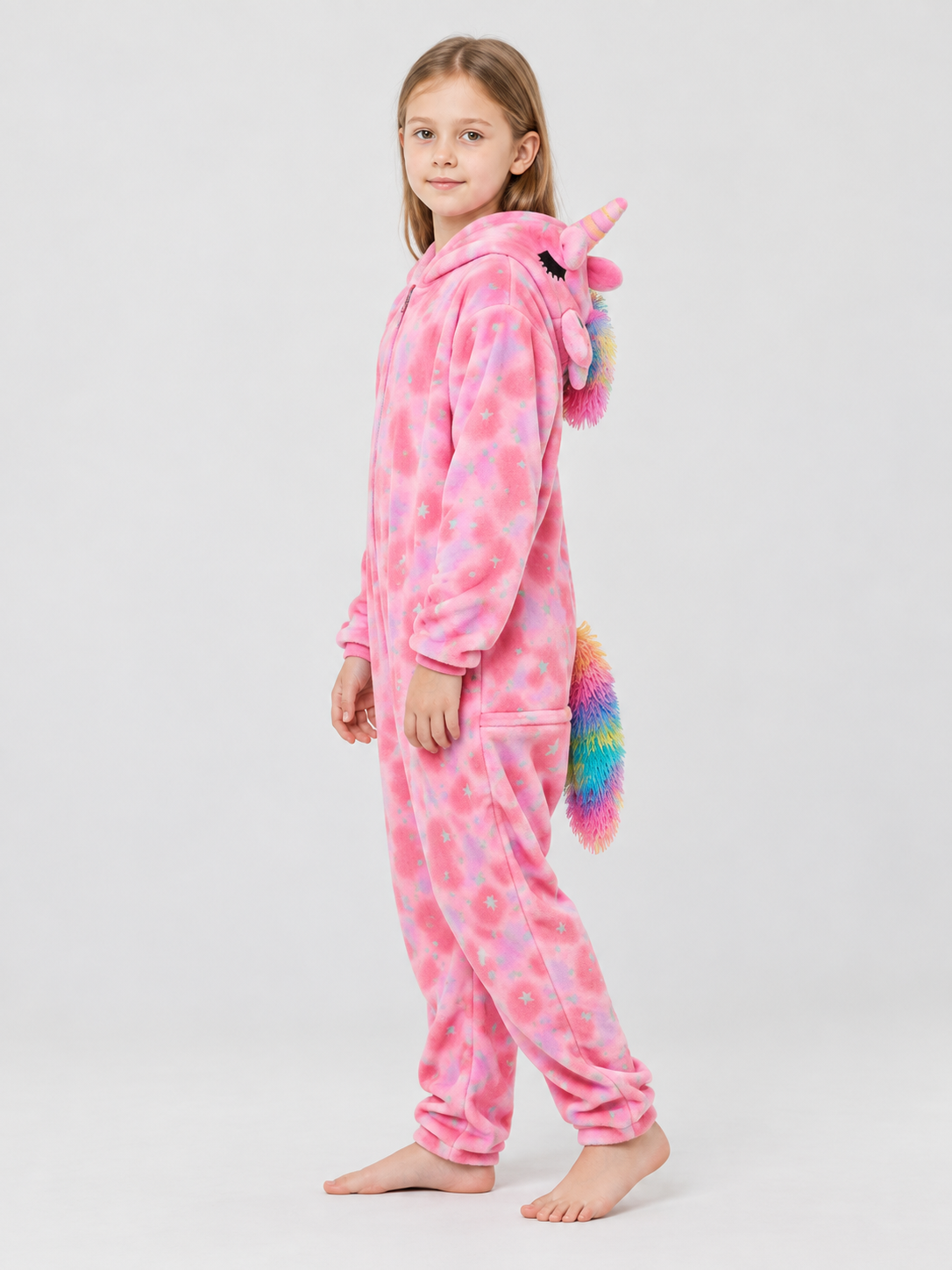 Kids' Hooded Unicorn Jumpsuit Pajama, Pink