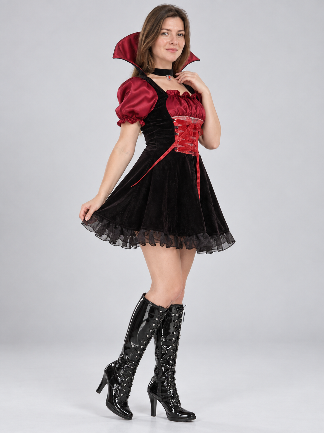 Vampire Costume: Dress, Fangs, Bag, Jewelry