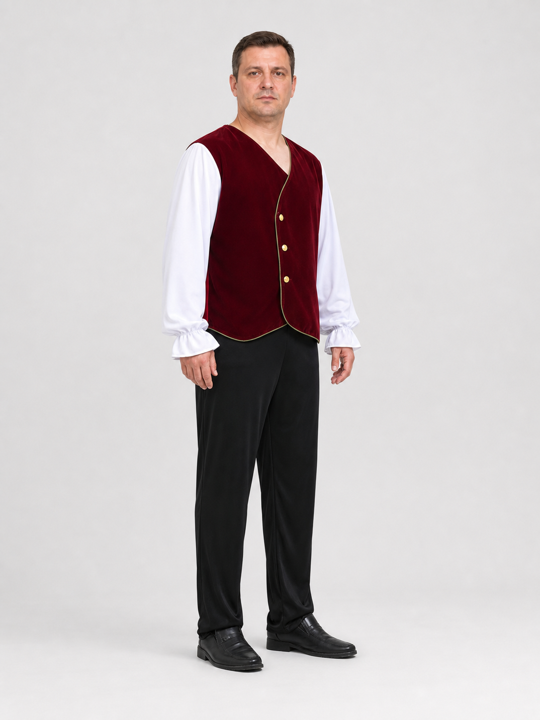 Russian Folk Stage Costume with Vest and Trousers side view