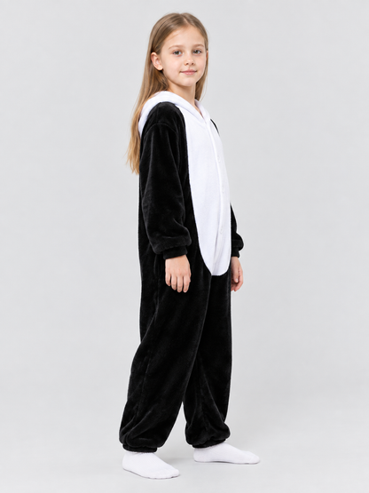 Kids' One-Piece Pajama with Black-and-White Cow Print