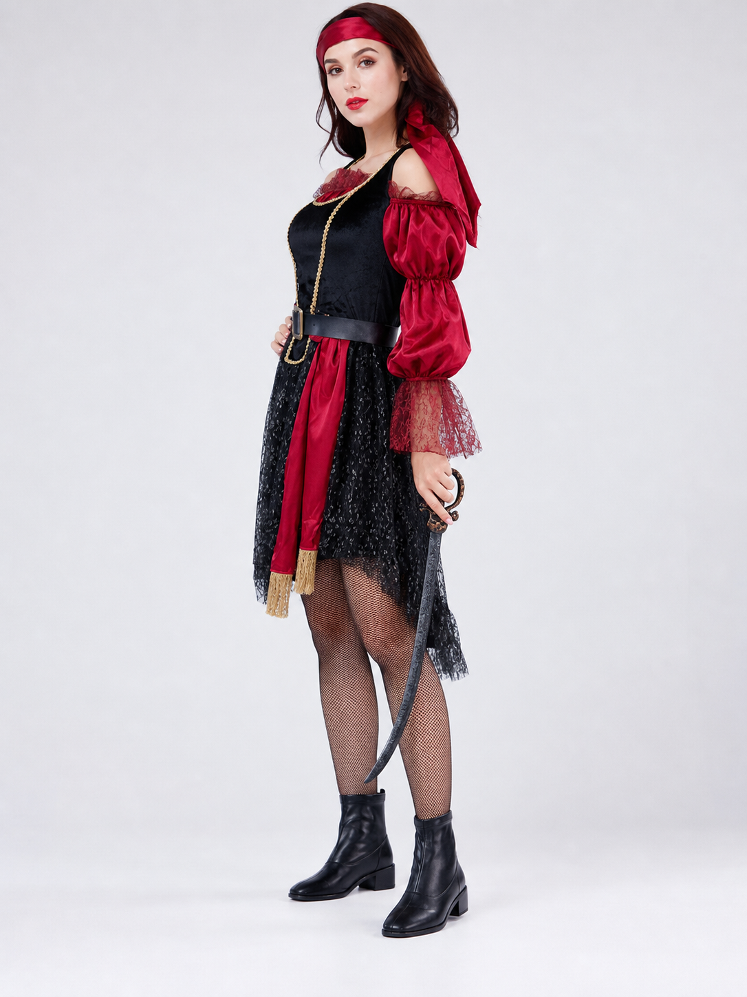 Pirate Costume in a Red-and-Black Style