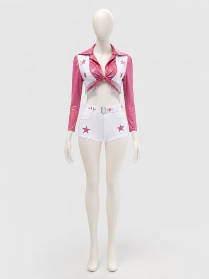 Sparkly Stage Costume with Stars (Top and Shorts) side view