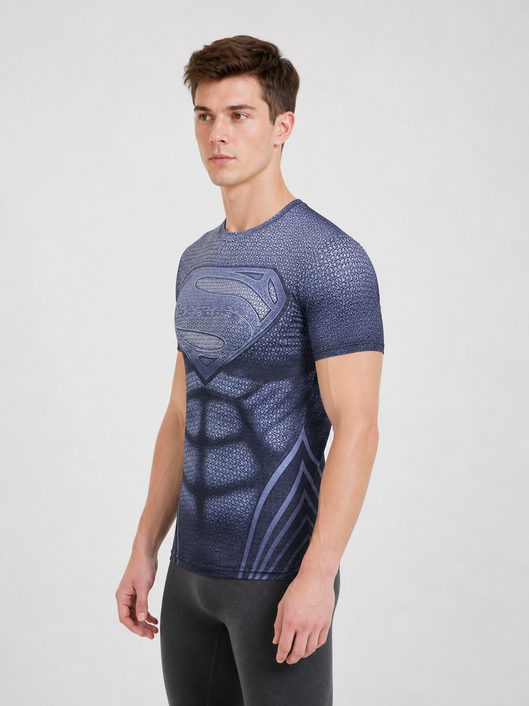 Fitted Superhero T-Shirt with Emblem