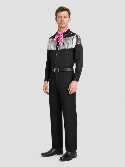 Barbie Ken Cosplay Costume, Western, 2-Piece, Fringe side view