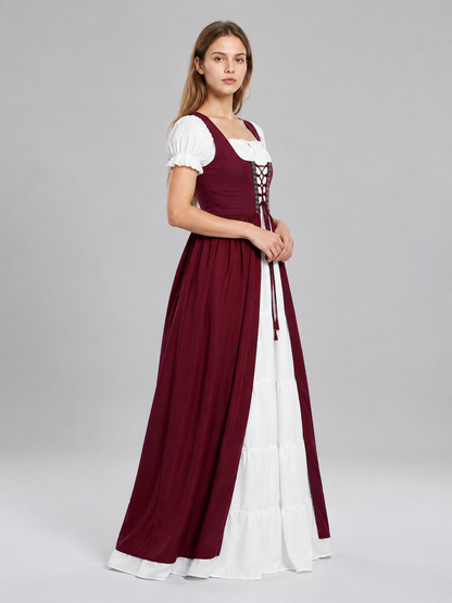 Medieval costume dress with a corset bodice side view