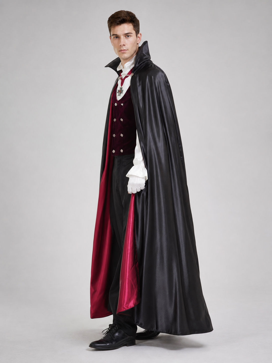 Vampire Costume: Cloak, Vest, Shirt, and Pants