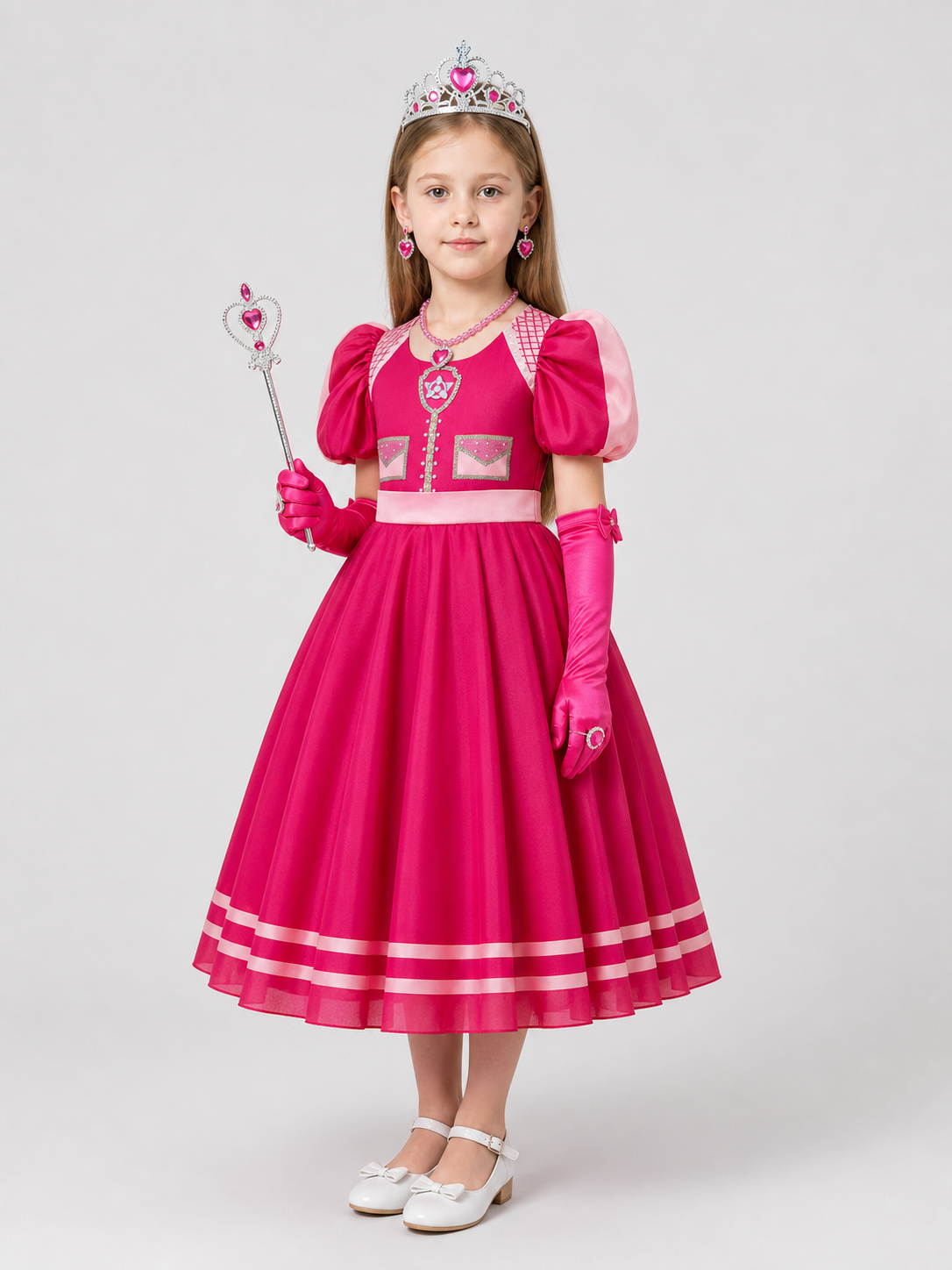 Poofy Princess Dress with Crown and Accessories side view