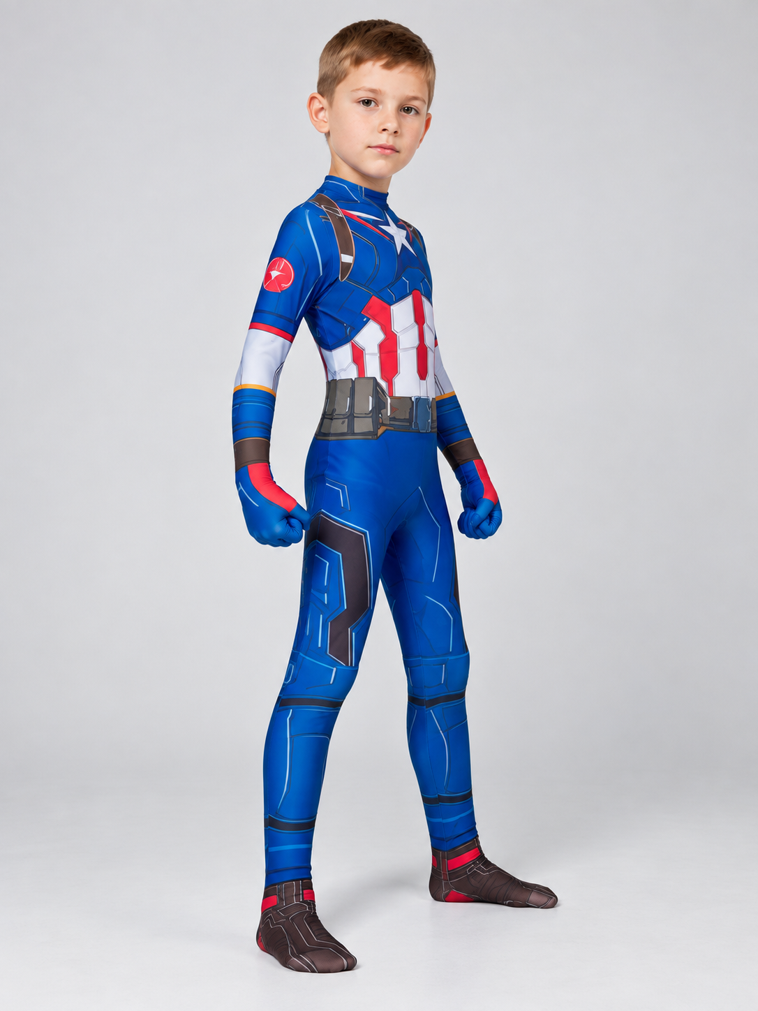 Blue Superhero Costume for Cosplay with a Star