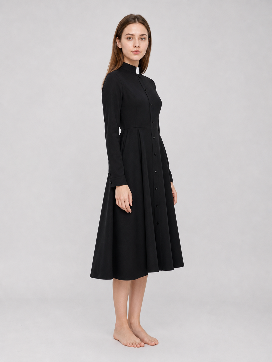 Black priest cosplay dress with collar