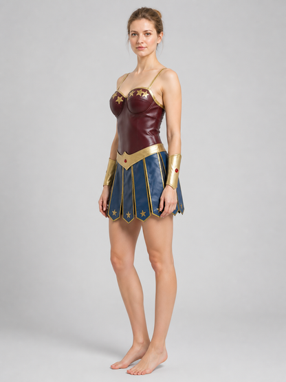 Roman God Cosplay Costume with Belt and Wrist Guards side view