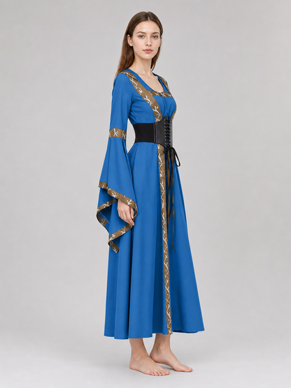 Medieval Hooded Lace-Up Costume Dress