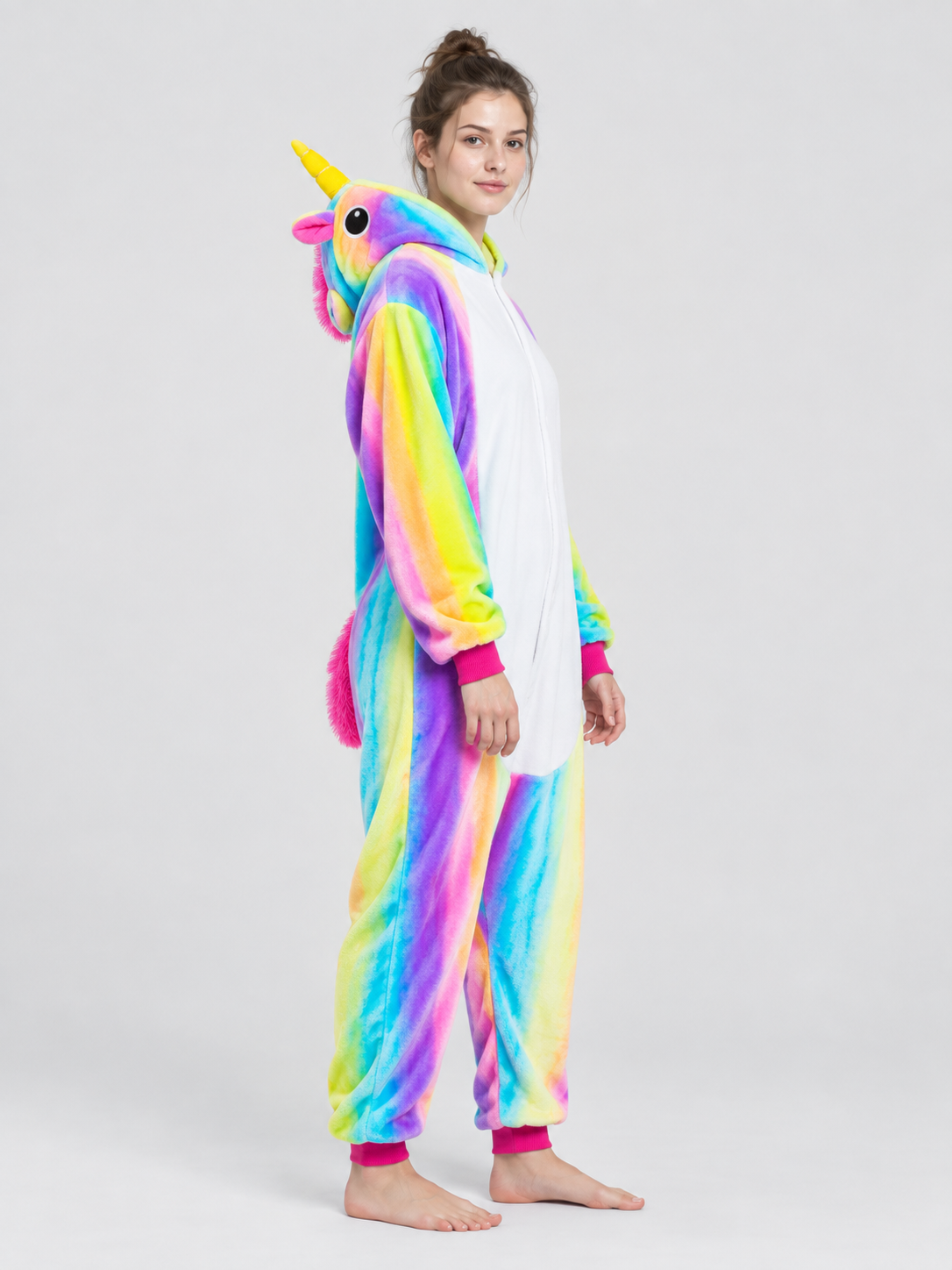 Flannel Hooded Unicorn Pajama Jumpsuit