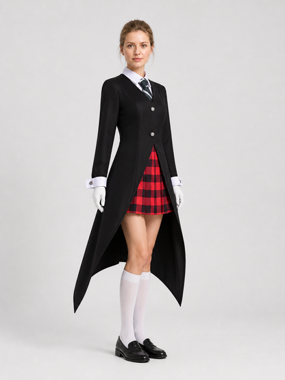 Maka from Soul Eater Cosplay Costume, Red and Black Plaid side view