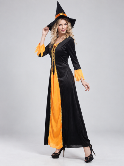 Adult Gothic Witch Halloween Costume with Hat