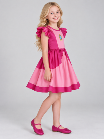 Kids' Costume Dress Pink and Raspberry with Emblem