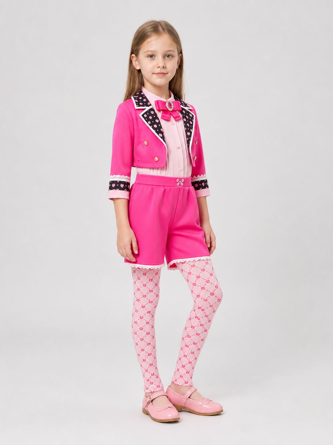Children's Red Queen Cosplay Costume with Shorts side view