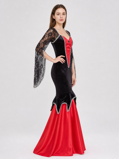Vintage Court Dress with Cape Sleeves side view