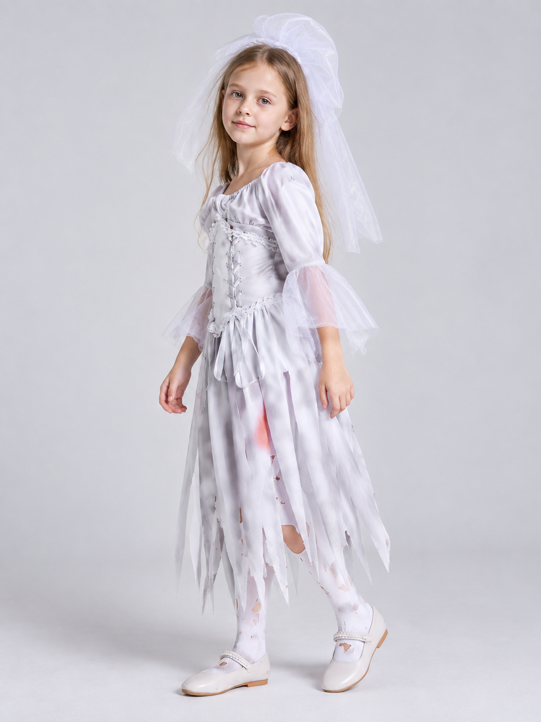 Ghost Bride Costume with Veil and Corset