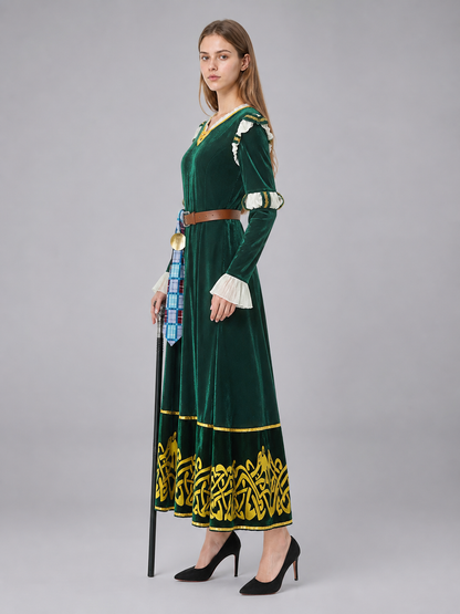 Medieval Costume Dress with Plaid Insert side view
