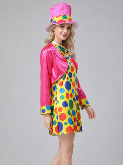 Masquerade Clown Costume with Jacket, Dress, and Hat