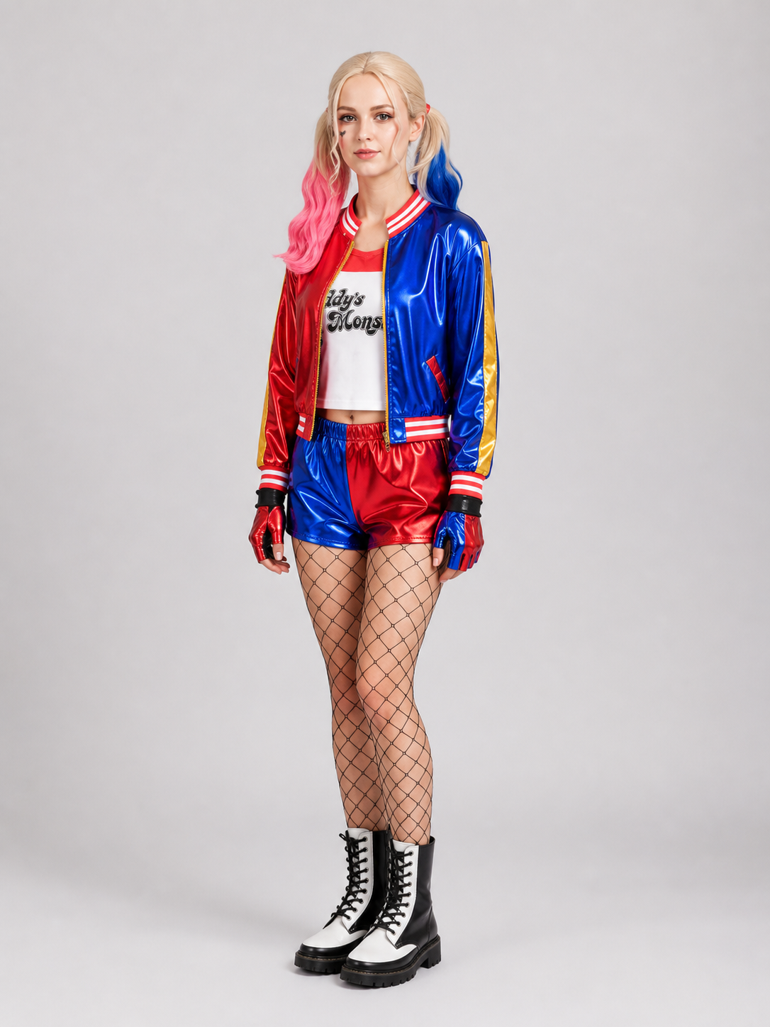 Harley Quinn Cosplay Costume, 8 Pieces side view