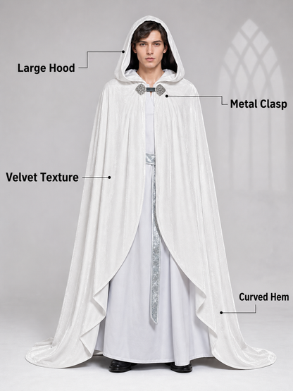 White Hooded Costume Cape, Medieval