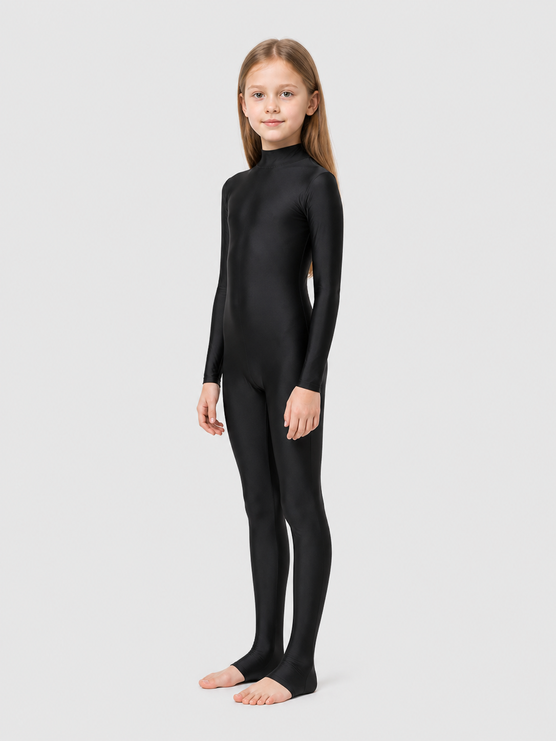 Black Full-Body Mask Jumpsuit with Gloves for Stage side view