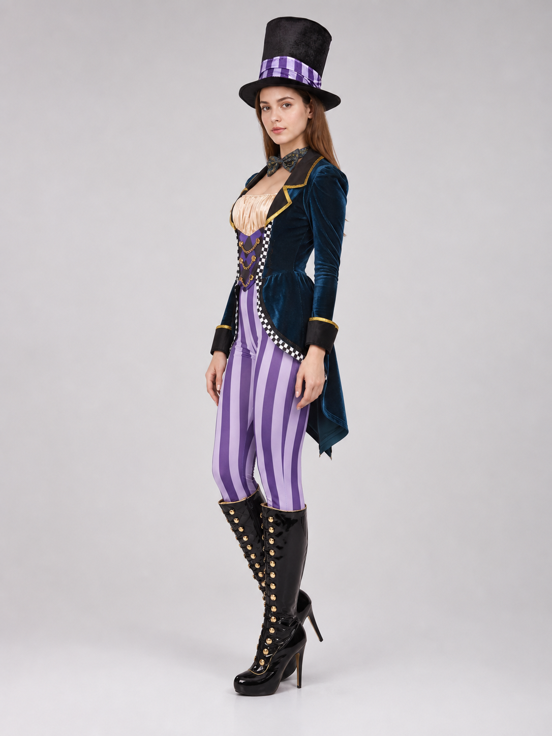 Clown Costume with Pants and Top Hat side view