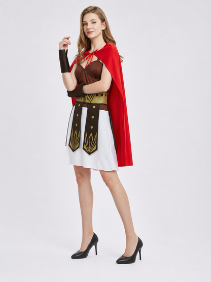 Roman Gladiator Costume with Cape and Bracers