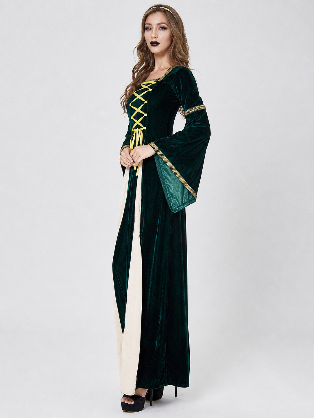 Medieval Costume with Gold Lacing and Sleeves