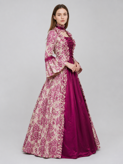 Dressy Dress with Pattern and Flared Sleeves