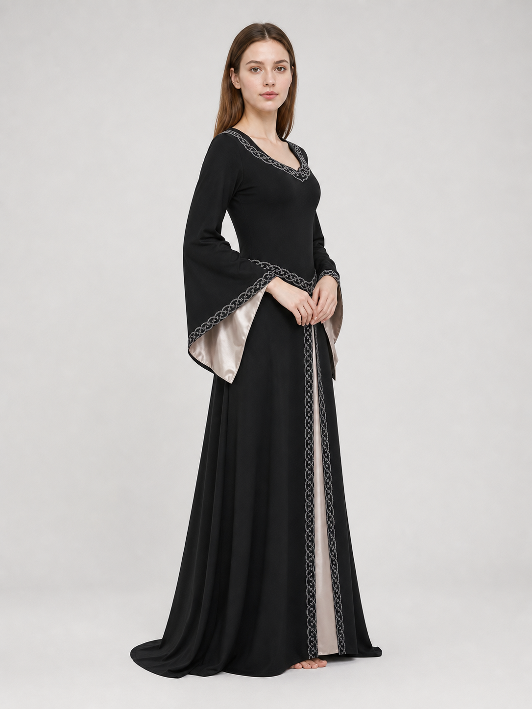 Long Black Dress with Celtic Trim
