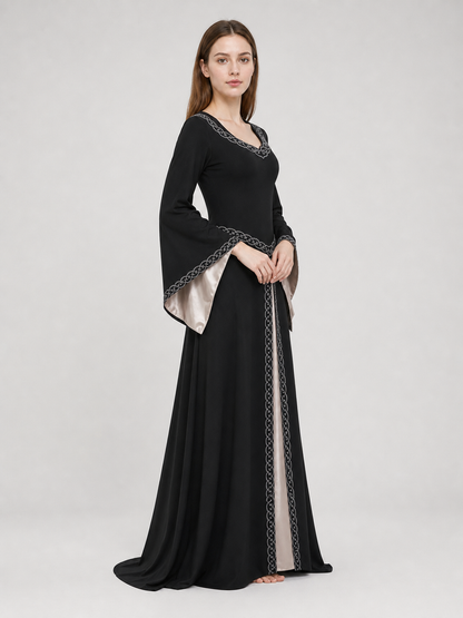Long Black Dress with Celtic Trim