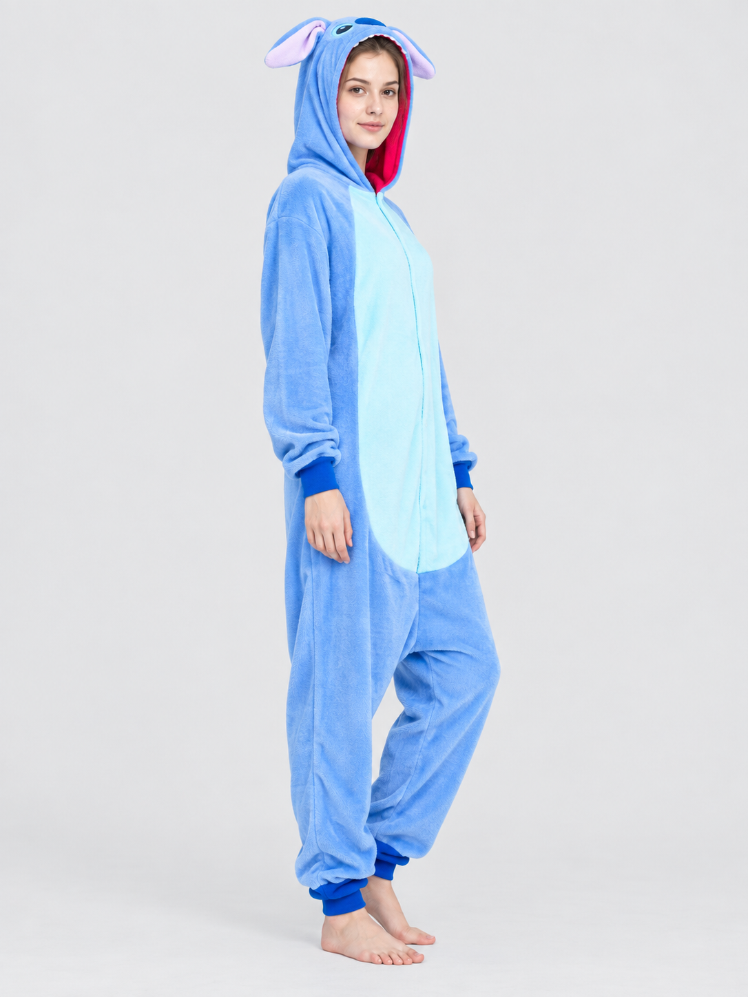Blue Hooded Pajama Jumpsuit with Ears